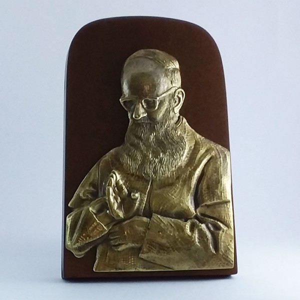 Pe. José Kentenich - Abençoando  (Bronze com base de madeira)