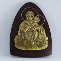 Mãe Rainha - Silhueta em relevo (Bronze com base de madeira)